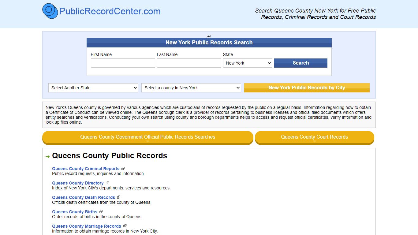 Queens County New York Free Public Records - Court Records - Criminal ...